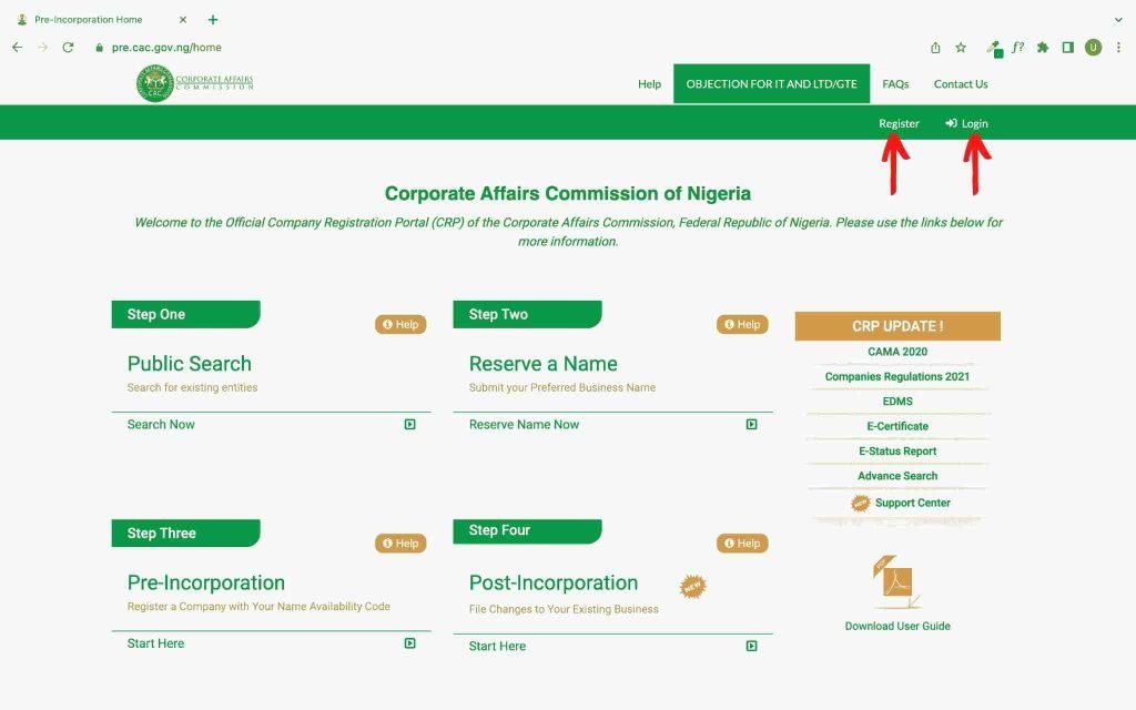 Screenshot of the home page of CAC website